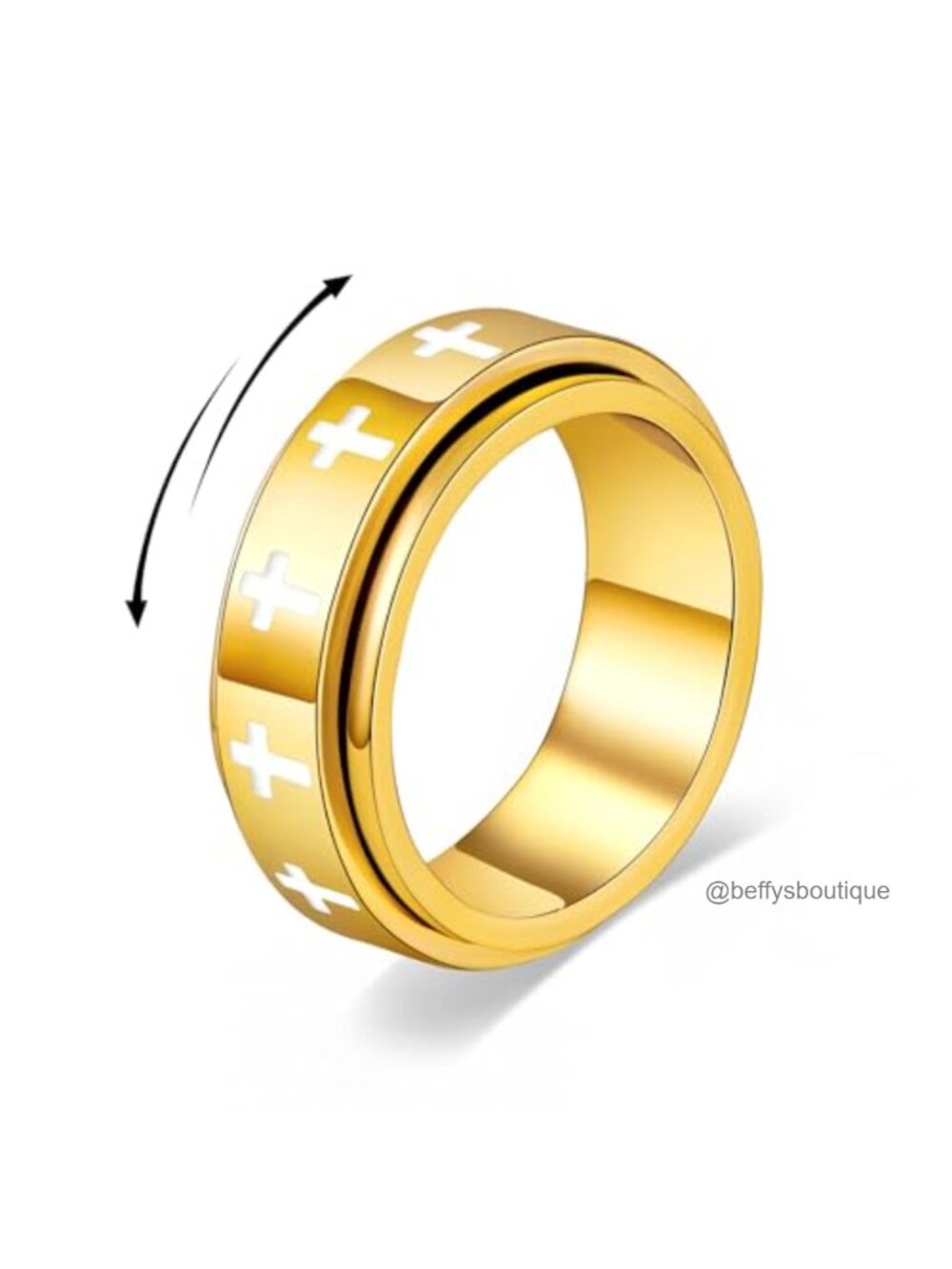 KYROVIA Gold Plated Stainless Steel Fidget Anxiety Spinner Rings for Women